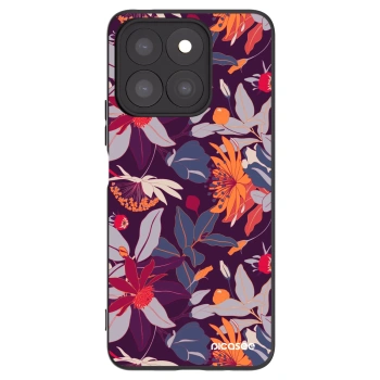 Picasee Μαύρη θήκη σιλικόνης για Honor X8b - Purple Leaf