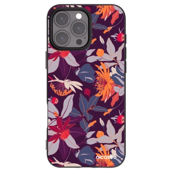 Picasee Μαύρη θήκη σιλικόνης για Apple iPhone 16 Pro Max - Purple Leaf