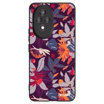 Picasee Μαύρη θήκη σιλικόνης για Honor 200 5G - Purple Leaf