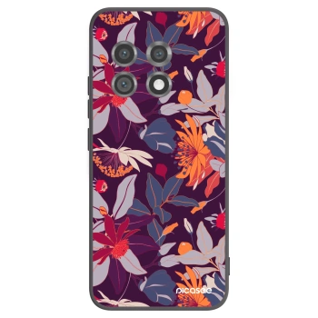 Picasee Μαύρη θήκη σιλικόνης για OnePlus 11 5G - Purple Leaf