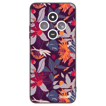 Picasee Μαύρη θήκη σιλικόνης για Xiaomi Redmi 14C - Purple Leaf