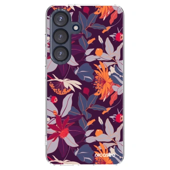 Picasee διαφανής θήκη σιλικόνης Samsung Galaxy S25 5G - Purple Leaf