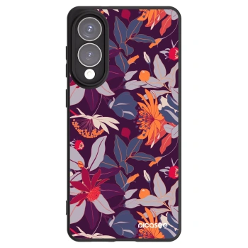 Picasee Μαύρη θήκη σιλικόνης για Samsung Galaxy S25 Edge 5G - Purple Leaf