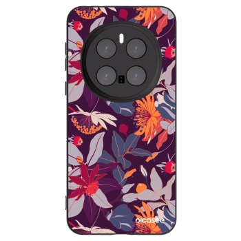 Picasee Μαύρη θήκη σιλικόνης για Honor Magic7 Pro 5G - Purple Leaf