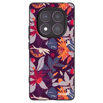 Picasee Μαύρη θήκη σιλικόνης για Xiaomi Redmi Note 14 Pro 4G - Purple Leaf