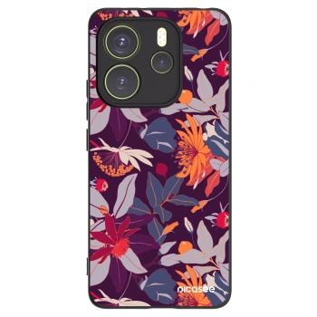 Picasee Μαύρη θήκη σιλικόνης για Xiaomi Redmi Note 14 4G - Purple Leaf