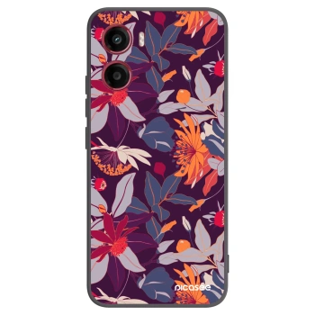 Picasee Μαύρη θήκη σιλικόνης για Motorola Moto G05 - Purple Leaf