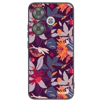 Picasee Μαύρη θήκη σιλικόνης για Xiaomi Poco F6 - Purple Leaf
