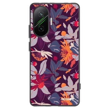 Picasee Μαύρη θήκη σιλικόνης για Xiaomi Poco F7 Pro 5G - Purple Leaf