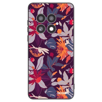 Picasee Μαύρη θήκη σιλικόνης για OnePlus 13 5G - Purple Leaf