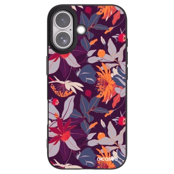 Picasee Μαύρη θήκη σιλικόνης για Apple iPhone 17 - Purple Leaf