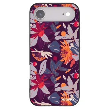 Picasee Μαύρη θήκη σιλικόνης για Apple iPhone Air - Purple Leaf
