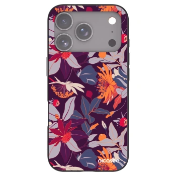 Picasee Μαύρη θήκη σιλικόνης για Apple iPhone 17 Pro - Purple Leaf
