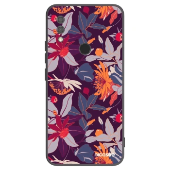 Picasee Μαύρη θήκη σιλικόνης για Xiaomi Redmi 7 - Purple Leaf