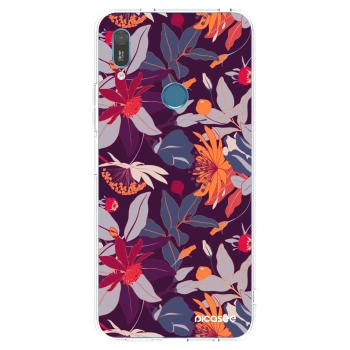 Picasee διαφανής θήκη σιλικόνης Huawei Y6 2019 - Purple Leaf
