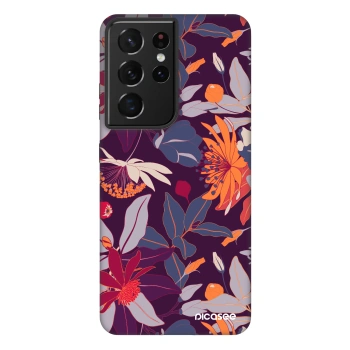 Picasee Fashion Case για Samsung Galaxy S21 Ultra 5G G998B - Purple Leaf