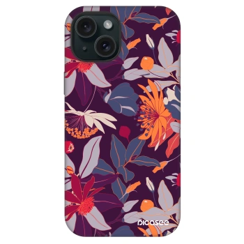 Picasee Fashion Case MagSafe για Apple iPhone 15 - Purple Leaf