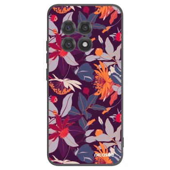 Picasee Μαύρη θήκη σιλικόνης για OnePlus 13R 5G - Purple Leaf