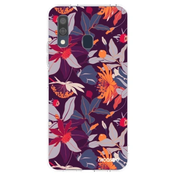 Picasee διαφανής θήκη σιλικόνης Samsung Galaxy A40 A405F - Purple Leaf