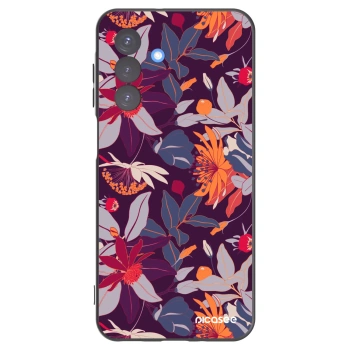 Picasee Μαύρη θήκη σιλικόνης για Samsung Galaxy A17 5G - Purple Leaf