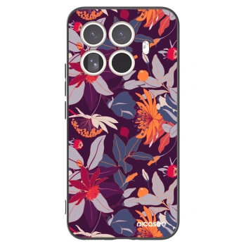 Picasee Μαύρη θήκη σιλικόνης για Xiaomi 15T Pro - Purple Leaf