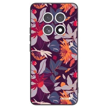 Picasee Μαύρη θήκη σιλικόνης για Xiaomi Redmi Note 15 - Purple Leaf