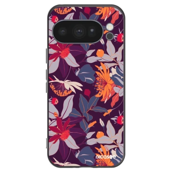 Picasee Μαύρη θήκη σιλικόνης για Google Pixel 10 Pro - Purple Leaf