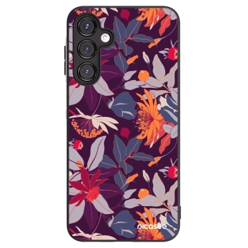 Picasee Μαύρη θήκη σιλικόνης για Samsung Galaxy A16 4G - Purple Leaf