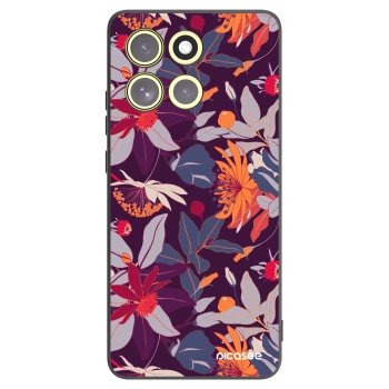 Picasee Μαύρη θήκη σιλικόνης για Motorola Moto G86 Power 5G - Purple Leaf