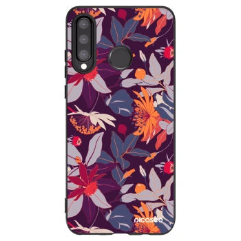 Picasee Μαύρη θήκη σιλικόνης για Huawei P30 Lite - Purple Leaf