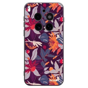 Picasee Μαύρη θήκη σιλικόνης για Vivo X300 Pro - Purple Leaf