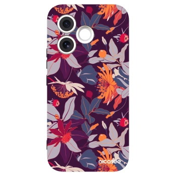 Picasee Μαύρη θήκη σιλικόνης για Honor 600 Lite - Purple Leaf