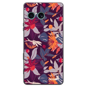 Picasee Μαύρη θήκη σιλικόνης για Sony Xperia 10 VII - Purple Leaf