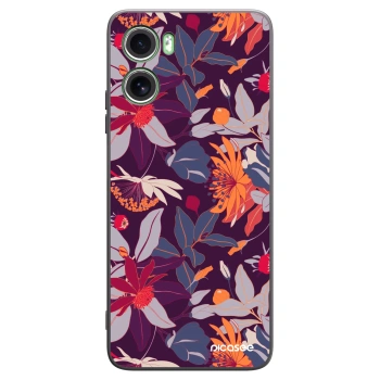 Picasee Μαύρη θήκη σιλικόνης για Motorola Moto G06 - Purple Leaf