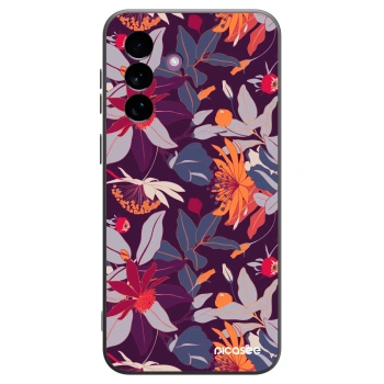 Picasee Μαύρη θήκη σιλικόνης για Samsung Galaxy A37 - Purple Leaf