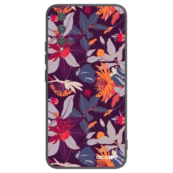 Picasee Μαύρη θήκη σιλικόνης για Huawei Nova 5T - Purple Leaf