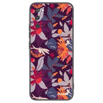 Picasee Μαύρη θήκη σιλικόνης για Samsung Galaxy S20 G980F - Purple Leaf
