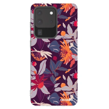 Picasee διαφανής θήκη σιλικόνης Samsung Galaxy S20 Ultra 5G G988F - Purple Leaf
