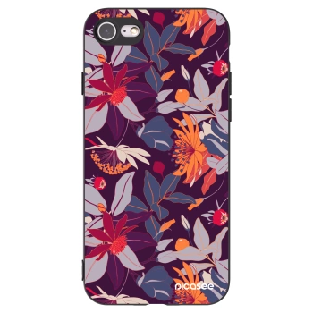 Picasee Μαύρη θήκη σιλικόνης για Apple iPhone SE 2020 - Purple Leaf