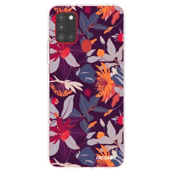 Picasee διαφανής θήκη σιλικόνης Samsung Galaxy A21s - Purple Leaf