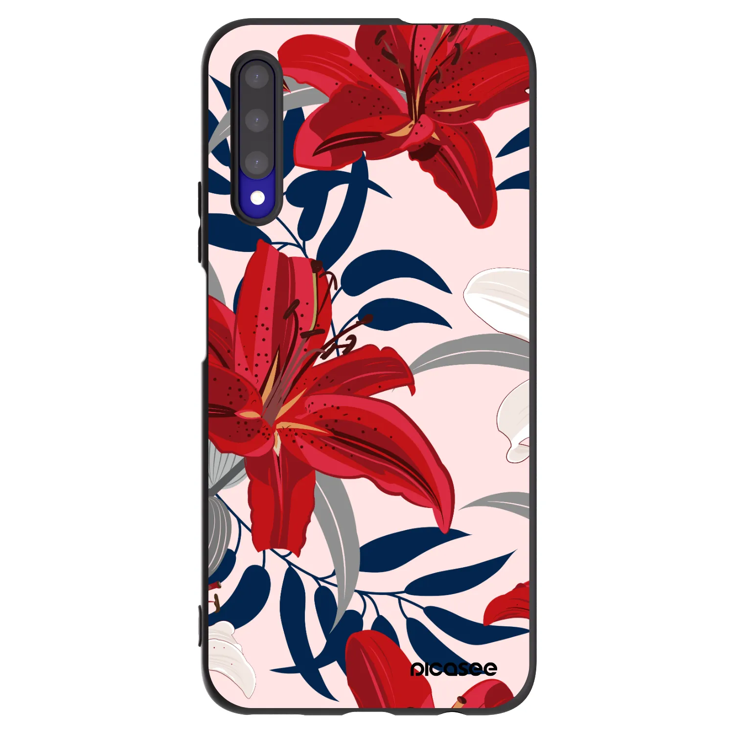 Picasee Μαύρη θήκη σιλικόνης για Honor 9X Pro - Red Lily