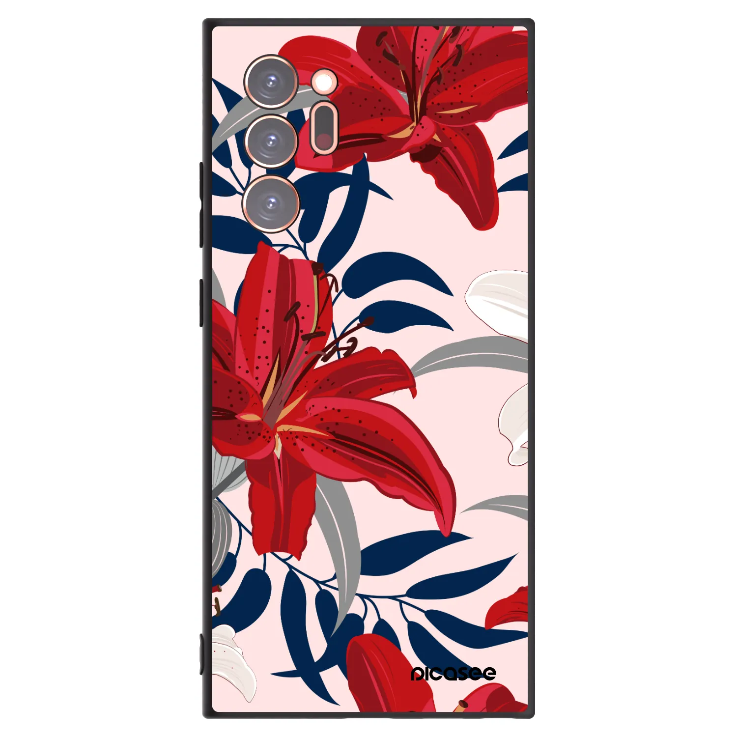 Picasee Μαύρη θήκη σιλικόνης για Samsung Galaxy Note 20 Ultra - Red Lily