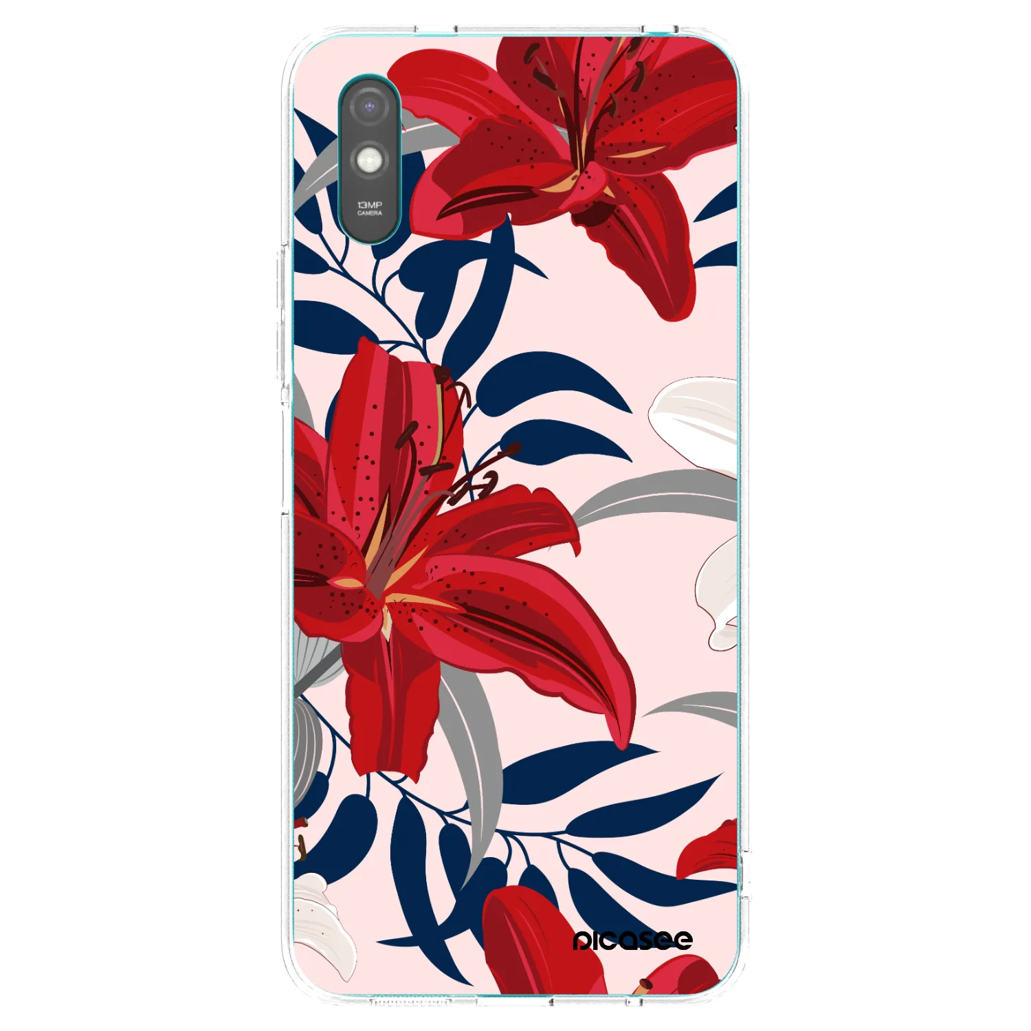 Picasee διαφανής θήκη σιλικόνης Xiaomi Redmi 9A - Red Lily