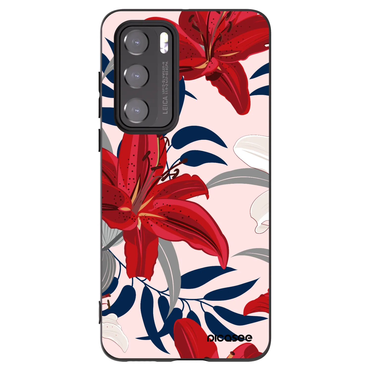 Picasee Μαύρη θήκη σιλικόνης για Huawei P40 - Red Lily