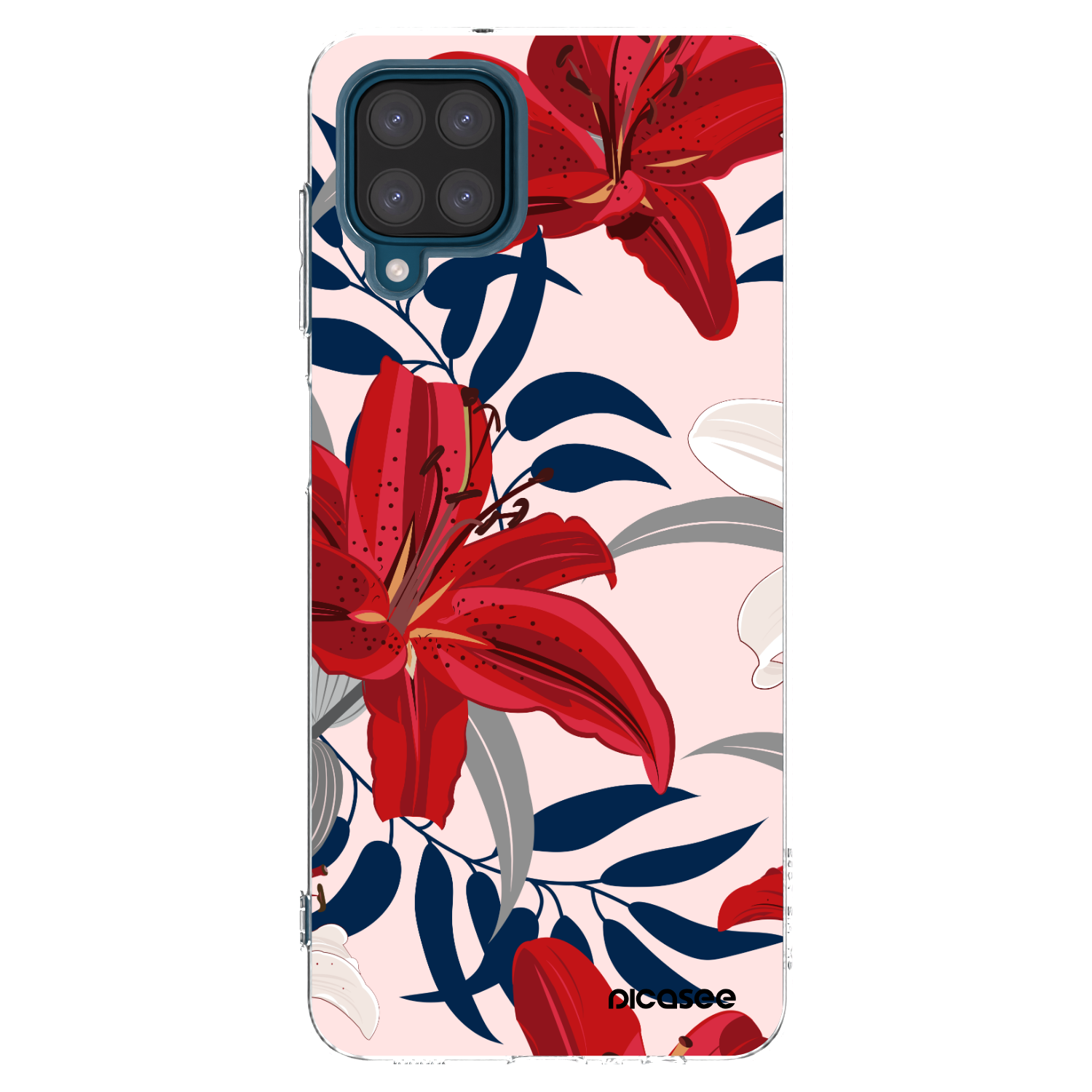 Picasee διαφανής θήκη σιλικόνης Samsung Galaxy A12 A125F - Red Lily