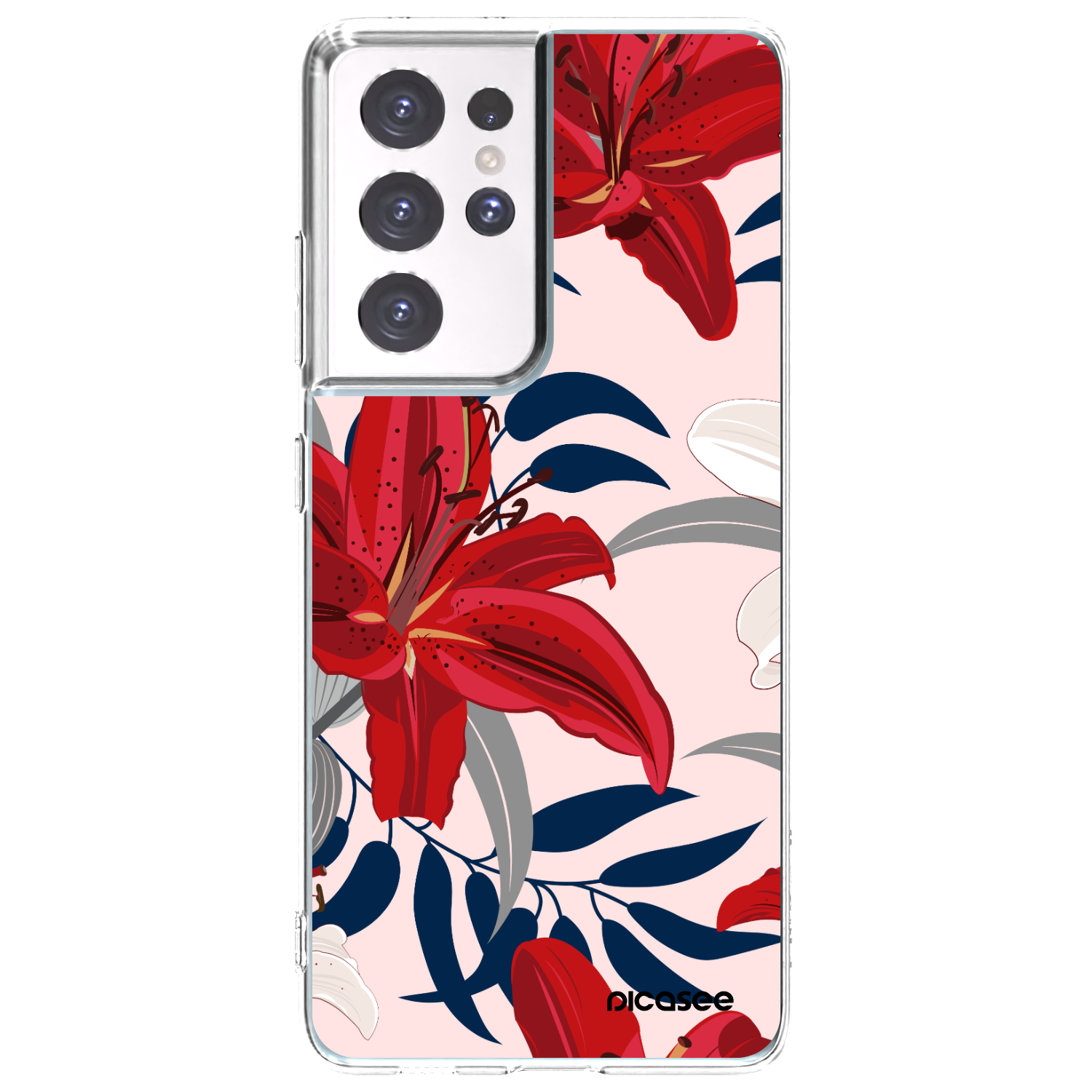 Picasee διαφανής θήκη σιλικόνης Samsung Galaxy S21 Ultra 5G G998B - Red Lily