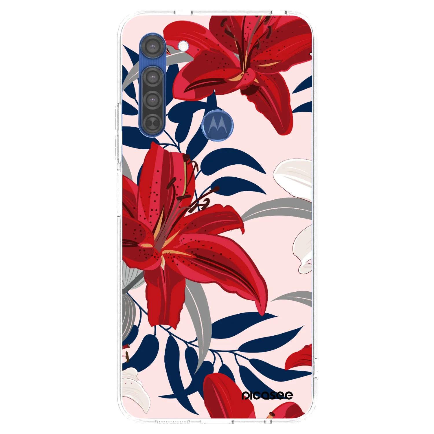 Picasee διαφανής θήκη σιλικόνης Motorola Moto G8 - Red Lily