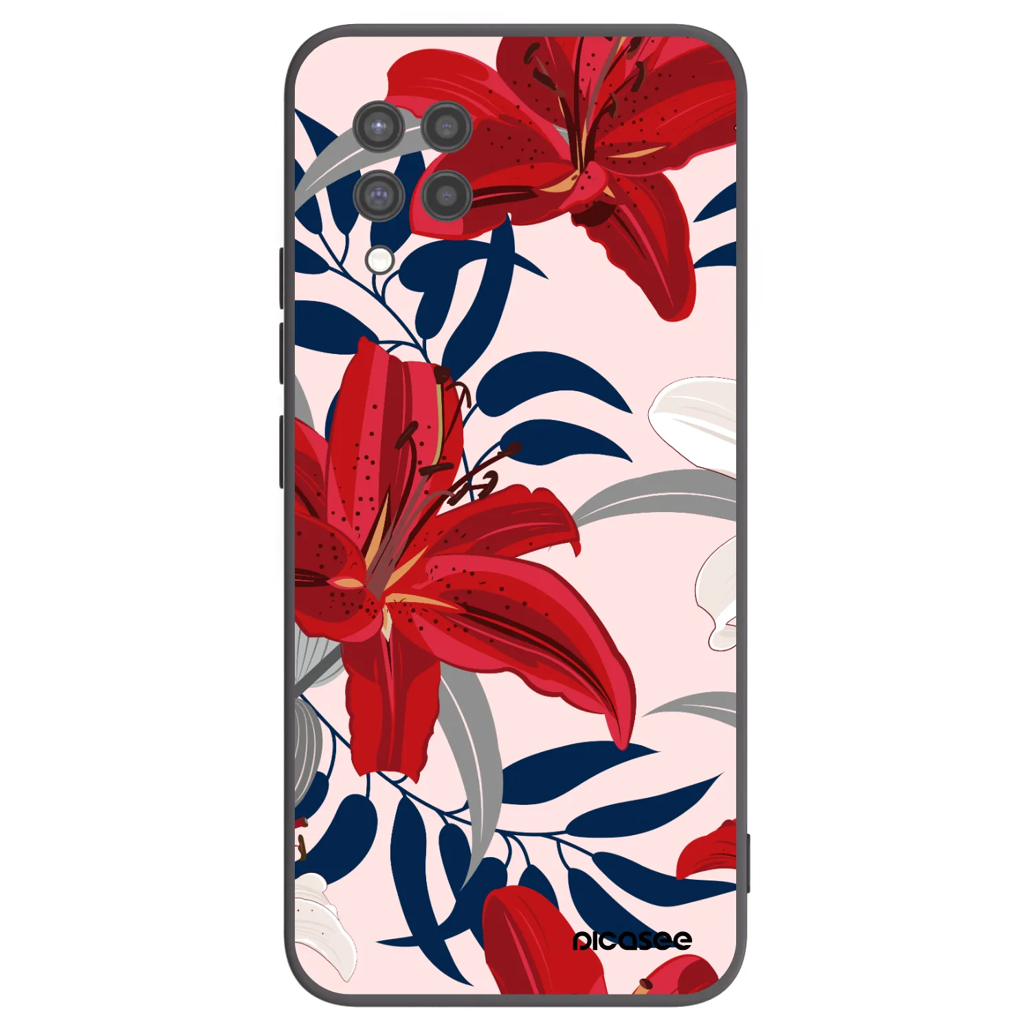 Picasee Μαύρη θήκη σιλικόνης για Samsung Galaxy A42 A426B - Red Lily