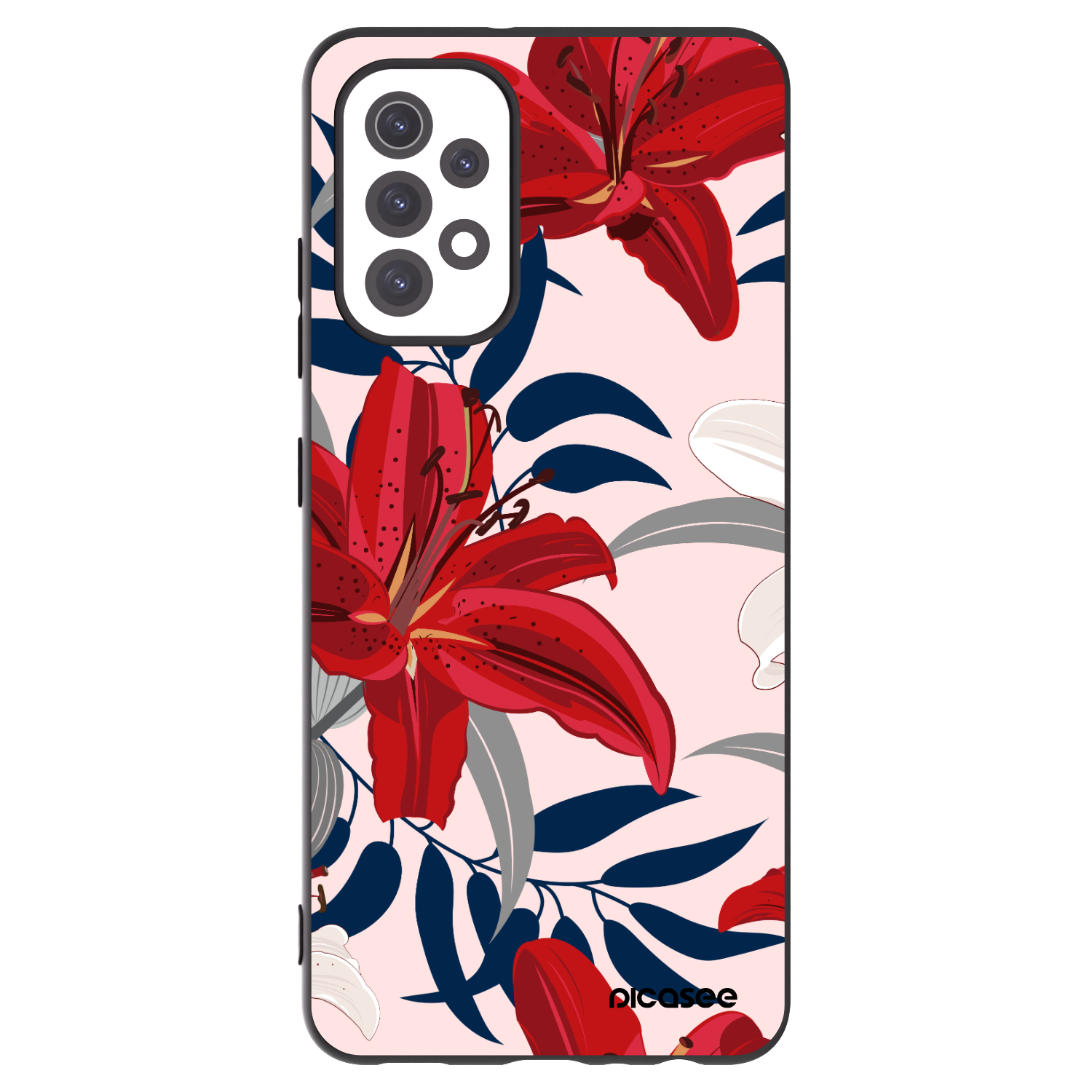 Picasee Μαύρη θήκη σιλικόνης για Samsung Galaxy A32 5G A326B - Red Lily
