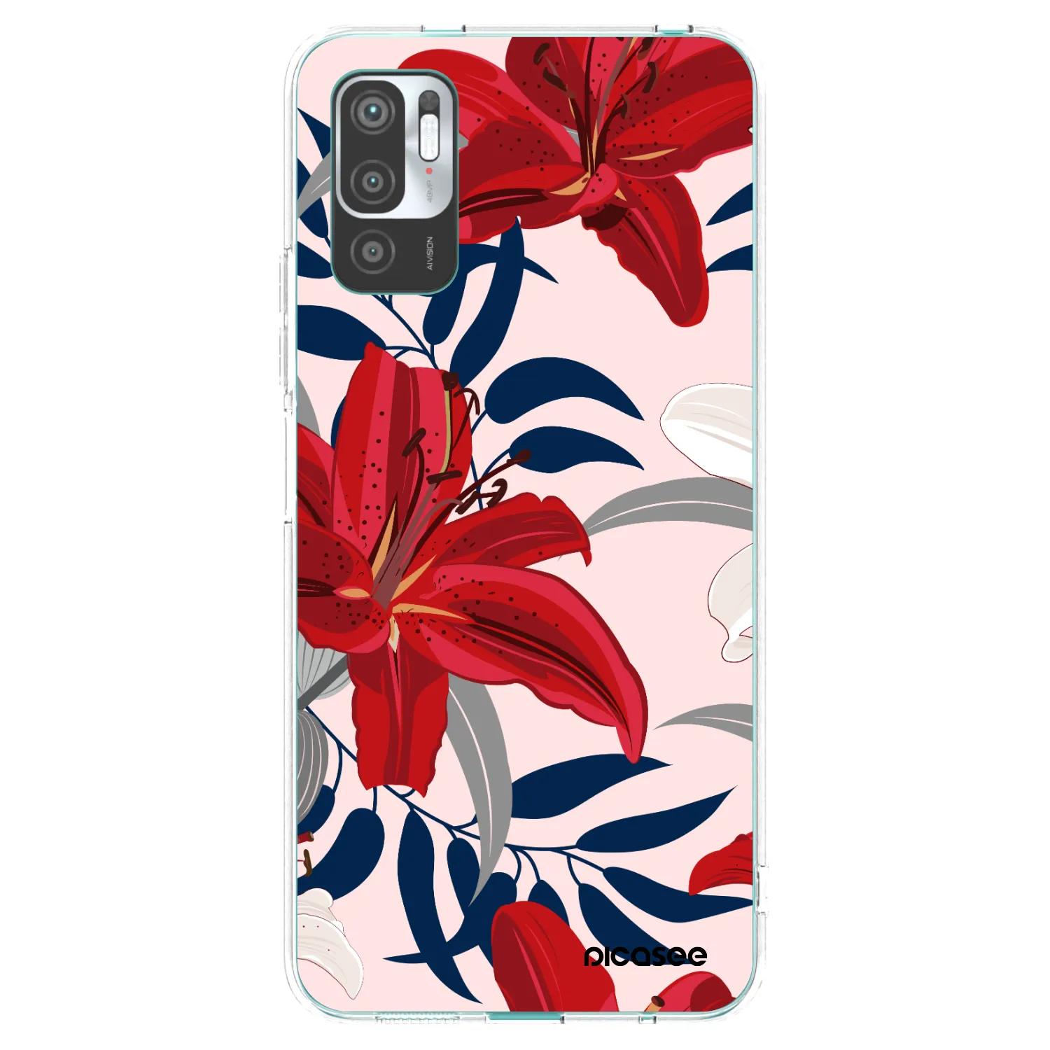 Picasee διαφανής θήκη σιλικόνης Xiaomi Redmi Note 10 5G - Red Lily